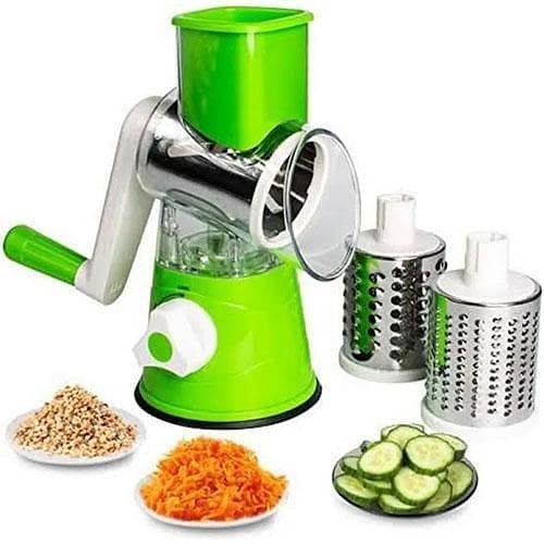 Multifunctional Roller Vegetable Cutter, 3 In 1 Vegetable Slicer And Cutter, Manual Rotary Drum Greator, Hand Roller Type Square Drum Vegetable Cutter with 3 Removable Blades For Kitchen