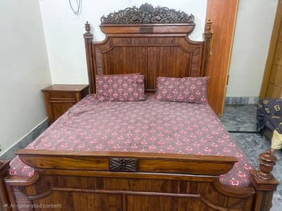 Bed set with side table and dressing