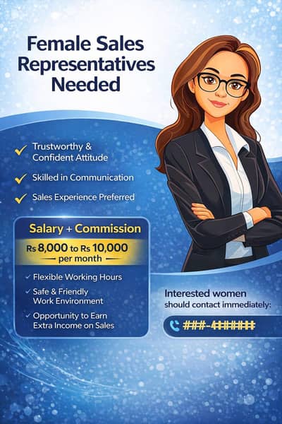 female sale representative needed