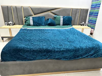 Luxury Grey,Gold,White King Size Bedroom Set & Molty Celeste Mattress