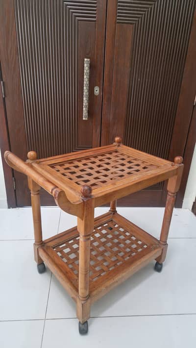 Pine Wood Tea Trolley