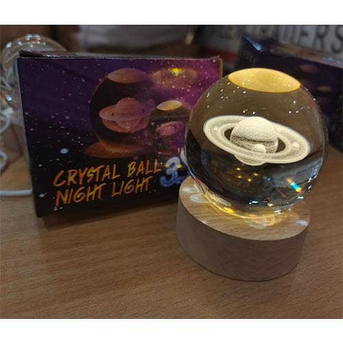 Unique 3D Crystal Ball Lamp with Galaxy and Planetary Projections | USB Night Light LED Crystal Ball Table Lamp
