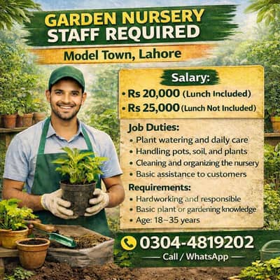 Garden Nursery Helper / Plant Care Boy Needed