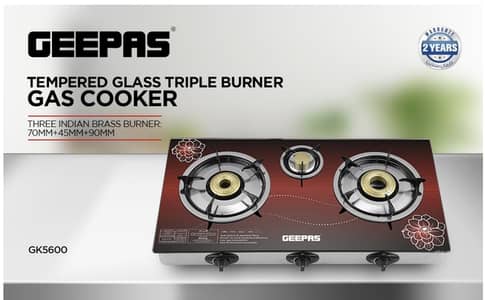 Brand New Geepas GK5600 3-Burner Gas Cooker (Imported - Unused)
