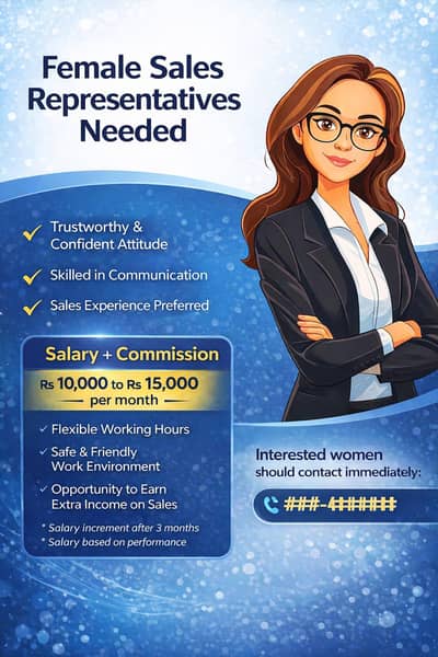 female sale representative needed