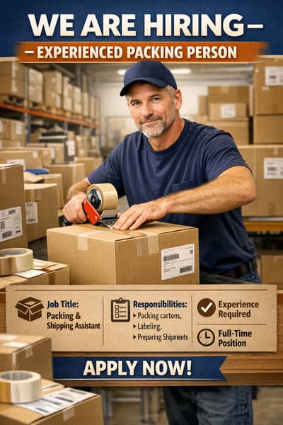 Packing Job - Experienced Packing & Shipping Person (Male)