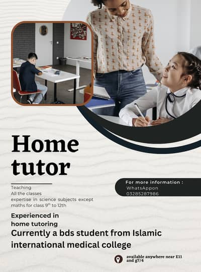 Available for home tuitions in e11 and anywhere close