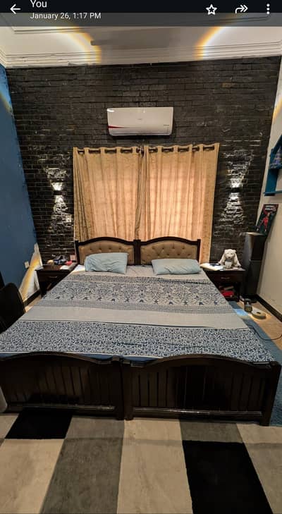 2 Single Beds with 2 Side tables