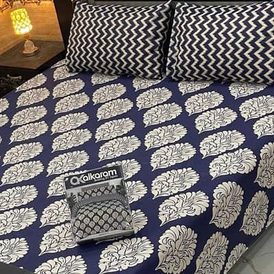 3 Pcs Mix Cotton Printed Double Bedsheet