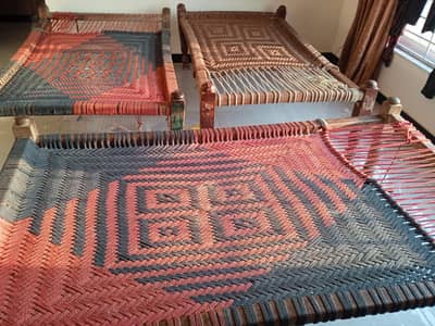 Wooden Charpai and bench for sale