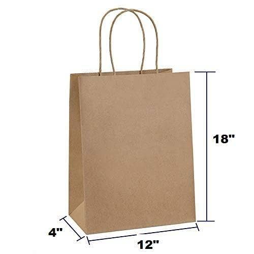 Pack of 10 Kraft Paper Bags with Handles, 18 x 12 x 4 cm (110g) – Gift, Party, Shopping, and Retail Bags