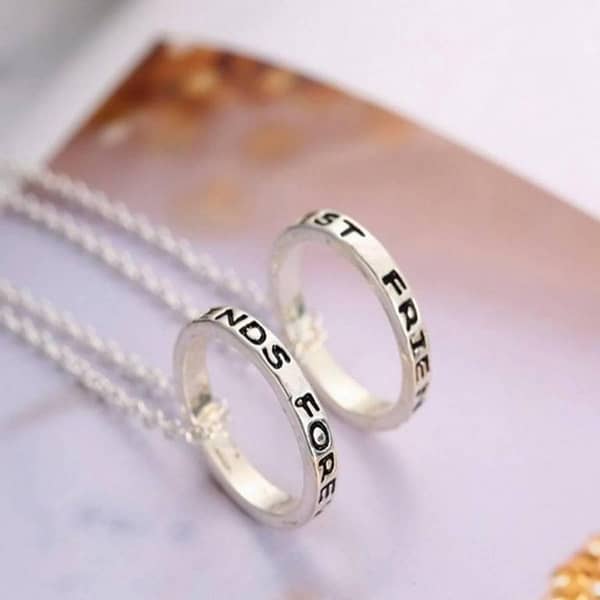2pcs Friends Forever Rings Eternity Pendant Necklaces