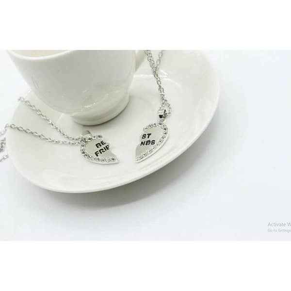 New Jewelry Best Friends Necklace in 2 Parts with Heart Pendant — Silver and Gold (Forever Friendship)