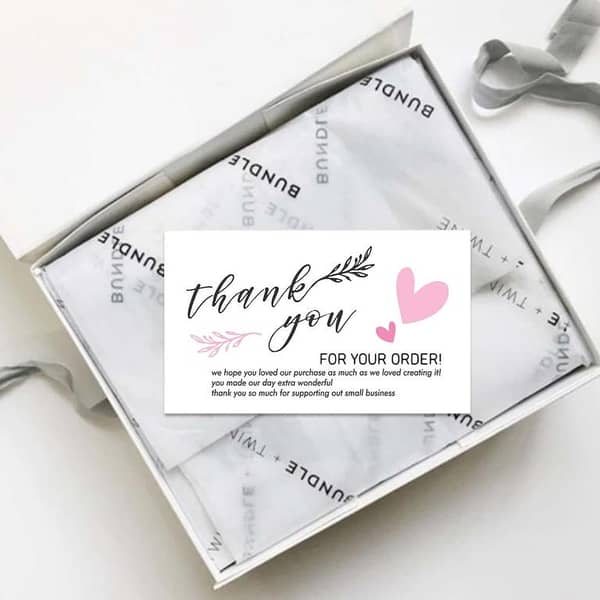 Thank You Cards for Gift Packages – 100-Piece Set, 3.5 x 2 inches, 210g Imported Texture Card