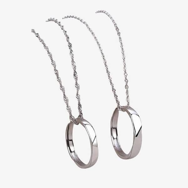 Pack of 2 Silver Stainless Steel Ring Locket Pendants for Women