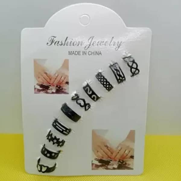 Pack of 10 Stainless Adjustable Rings for Girls - MM Jewellers