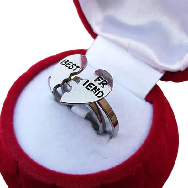 MM Jewellers Best Friend Rings Set – Silver Couple Rings for Love, Gifts for Girls, Boys, Men & Women