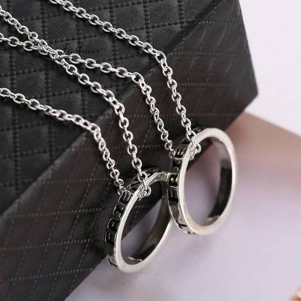 2 Pieces Fashion Necklace Set: BFF Best Friends Forever Love Rings Eternity Pendant Jewelry