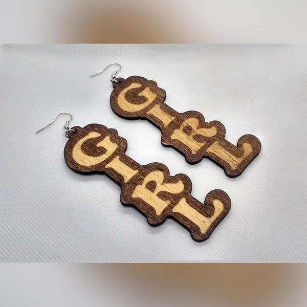 American Style Hiphop Rock GIRL Letters Earring - Vintage Wood Drop Earrings
