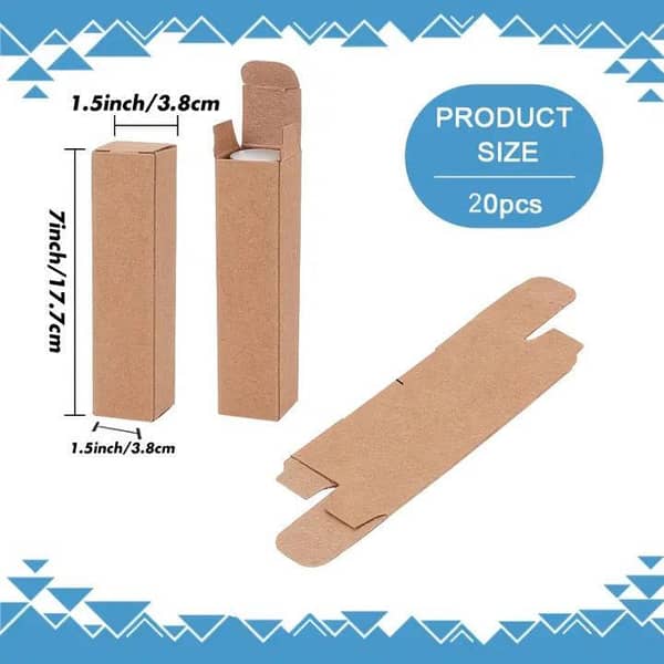 20-Pack Rectangular Kraft Paper Boxes for Lipstick/Mascara – Natural Brown, 7 x 1.5 x 1.5 inches