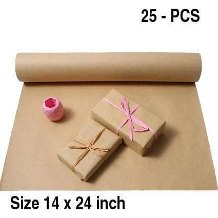 25 Sheets 14 x 24 Inch Kraft Paper for Gift Wrapping, Flowers, and Craft Projects