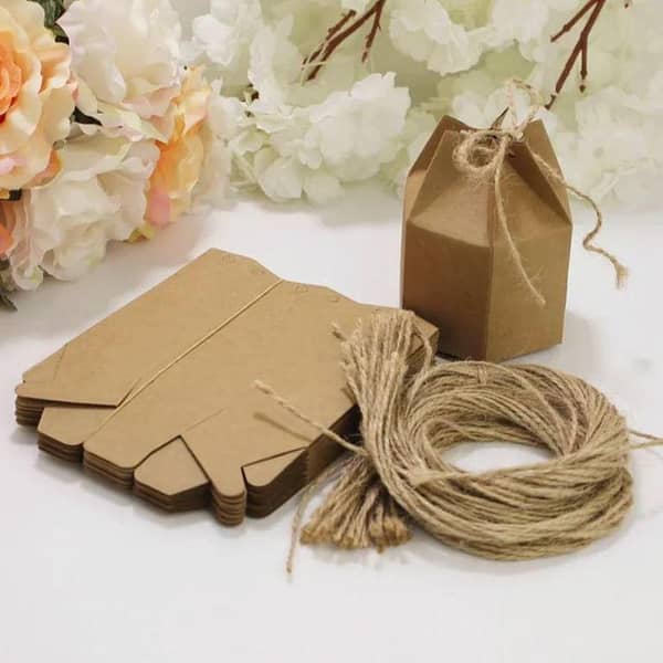 105pcs Kraft Paper Hexagon Gift Boxes with Cardboard Lanterns for Weddings and Events