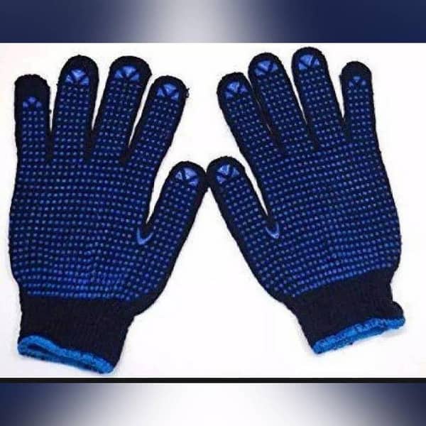Blue Protective Gear Dotted String Knit Gloves