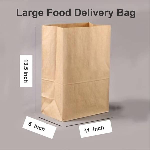 Pack of 20 Kraft Paper Food Bags: 13.5 x 11 x 5 inches for groceries, vegetables, masala pouches, lunch packing, and gift wrapping