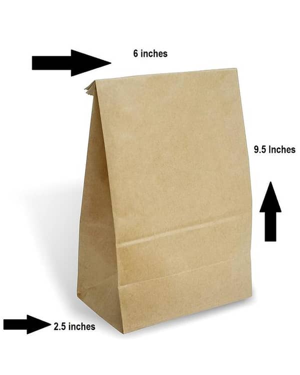 50 Pieces Brown Kraft Paper Bags for Food Packaging, Lunch, Bakery and Grocery Use