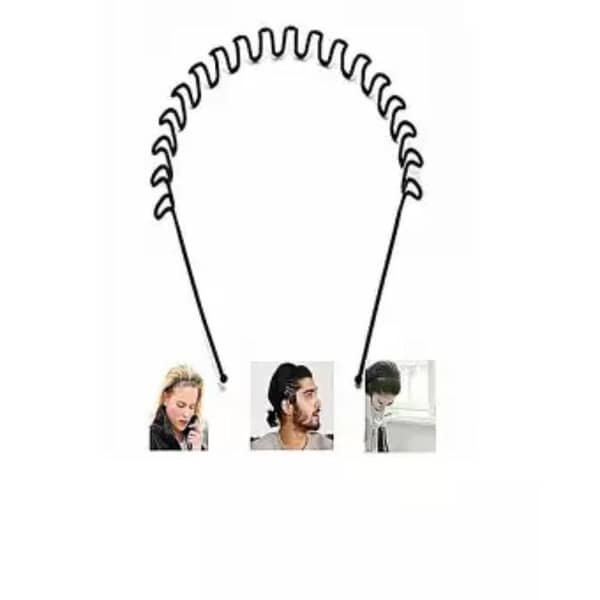 Black Metal Waved Hair Band for Men and Women, Zigzag Style Headband