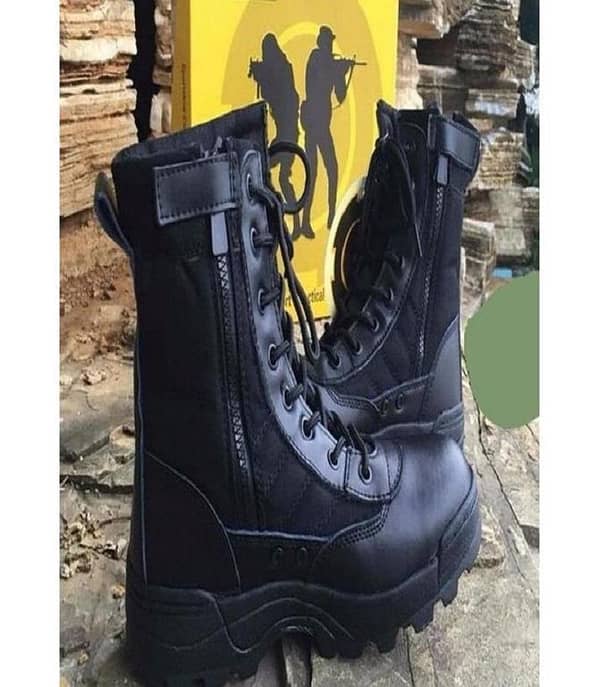 Black Swat Leather Boots for Men