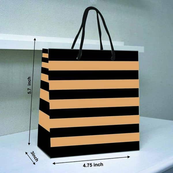 4.75 x 5.7 cm Brown and Black Kraft Bags with Handles, 3-Inch Base, Bulk Gift Packaging for Umrah, Hajj, and Special Occasions
