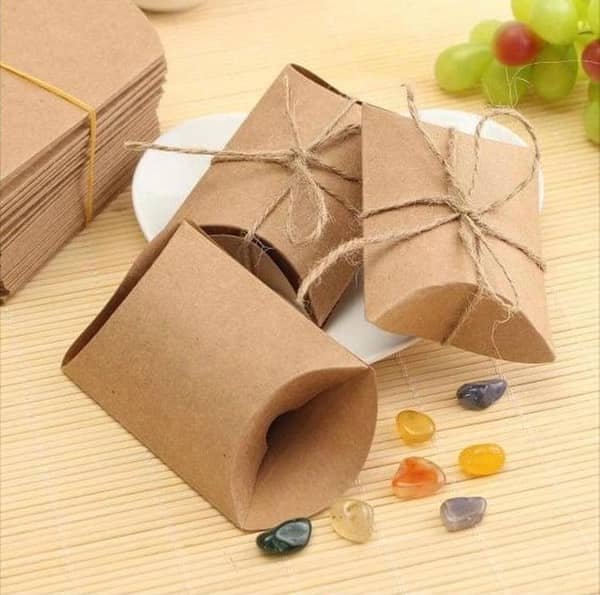 MM Jewellers 12 Pack Kraft Pillow Boxes for Jewelry, Gift Cards, Soap Packaging, Small Gift Boxes for Wedding Favors