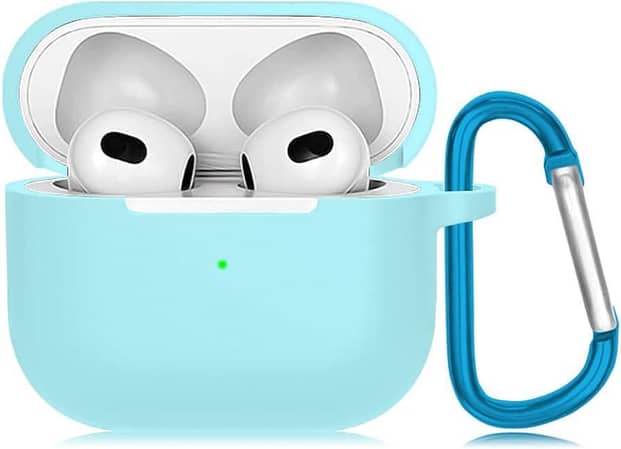 Silicone protective case for AirPods 3rd generation with hanging loop and keychain