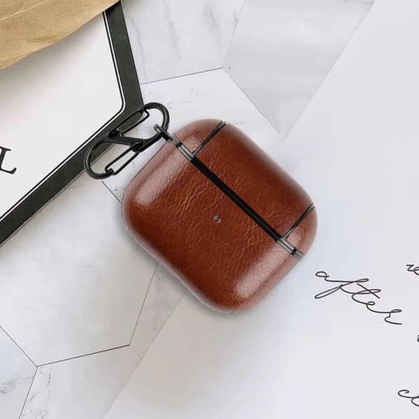 AirPods 3rd Gen Leather Case with Hanging Clip — Protective Leather Cover for AirPods 3