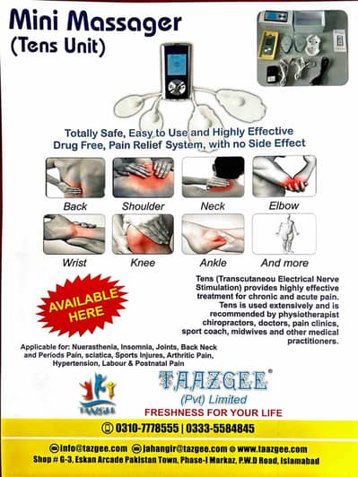 Mini Massager (Tens Unit) Machine Highly Effective Treatment for pain