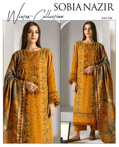 3 PCs women's unstitched embroidered duit