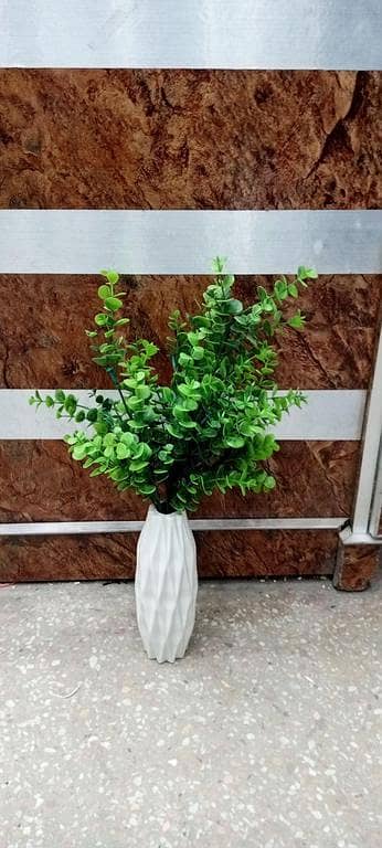 Unbreakable Plastic Vase with Artificial Flowers for Home Decor, 16 Inches