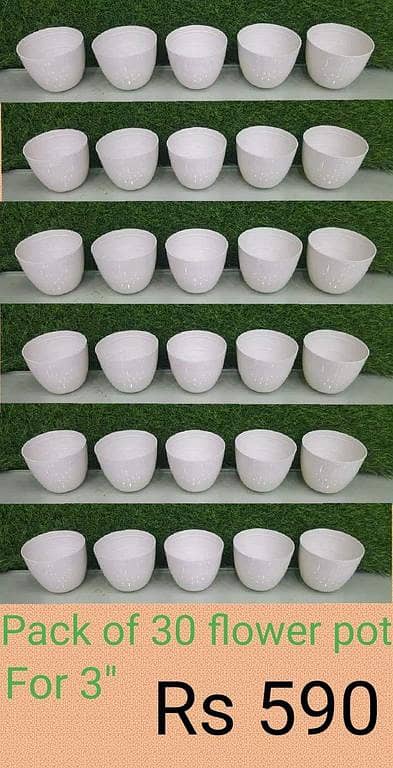 Pack of 30 Round Plastic Pots, 3.75 in Diameter and 3 in Height for Home Gardening