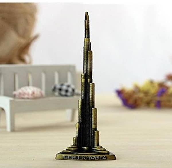 Burj Khalifa 7" Metal Showpiece for Home Decor, Table and Shelf Accent
