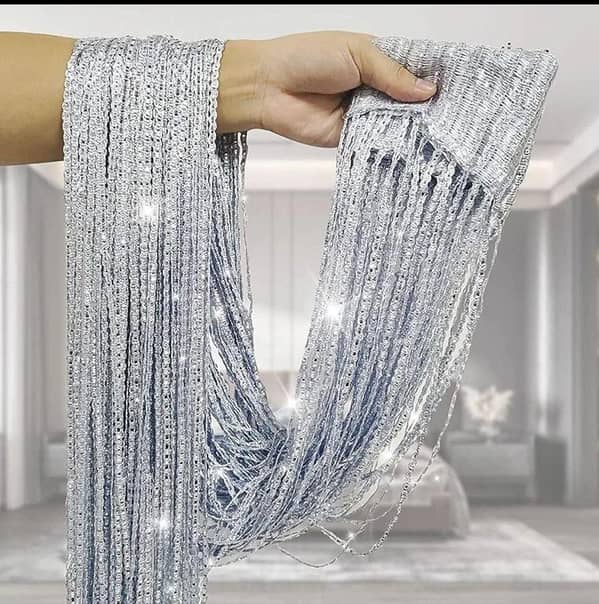 String Curtains for Doorways with Glitter Bead Tassels, Boho Fringe Screen for Doors, Windows, Walls, and Patio