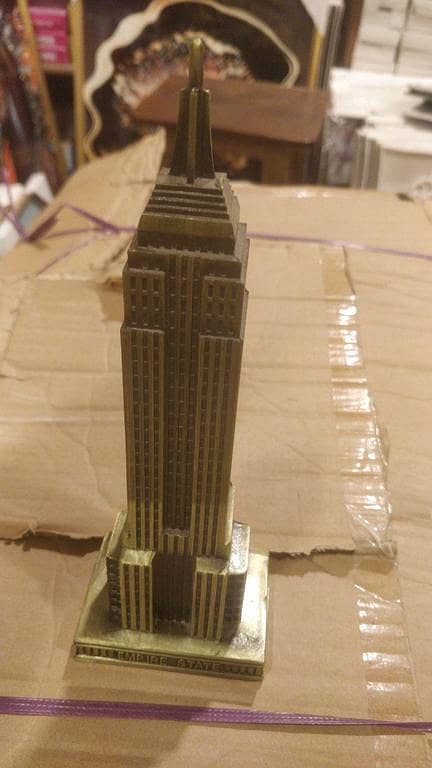 9-Inch Antique Finish Empire State Building Metal Miniature Statue for Home, Office and Desk Decor