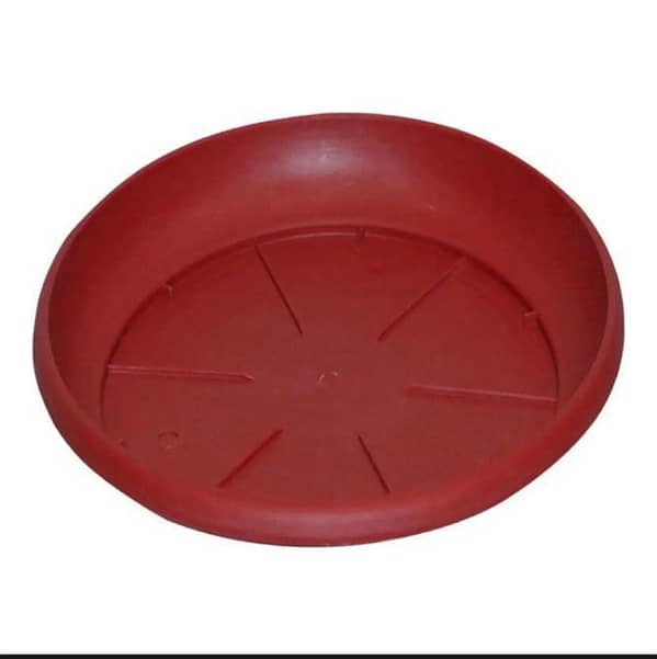 Pack of 4 8.25-inch Plastic Plates (Red) for Pots