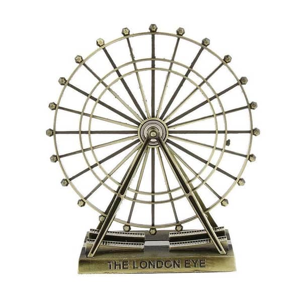 Ferris Wheel Model, 3.75 Inch London Eye Metal Ornament, 3D Kit in Retro Green Bronze