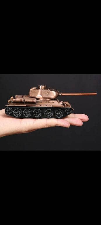 Miniature Metal T-34 Tank Model, 6 in Long, 2.5 in High for Home or Office Display