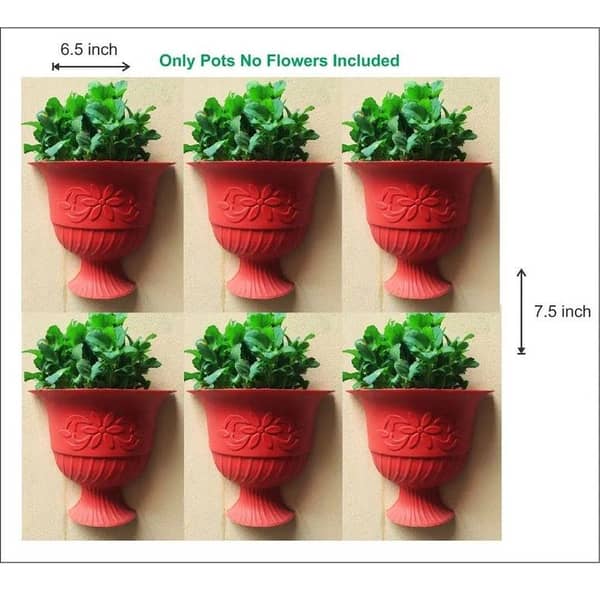 Pack of 6 Wall Hanging Pots in Durable Plastic for Indoor and Outdoor Use