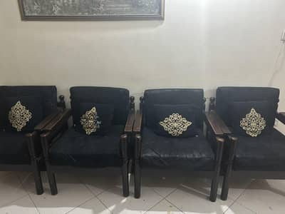 4 Pine wood sofa chairs