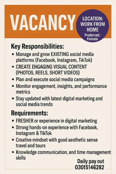 Manage& grow EXSISTING social media (Facebook, Instagram,TIK TOK