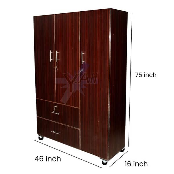 Brown LC5 6x4 ft Wooden Cupboard for Clothes - Almari Wardrobe Safe Cabinet