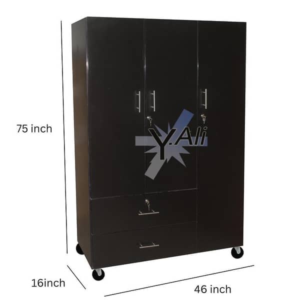 Black LC5 6x4 ft Wooden Cupboard for Clothes (Almari Wardrobe) with Safe Cabinet Wood Furniture